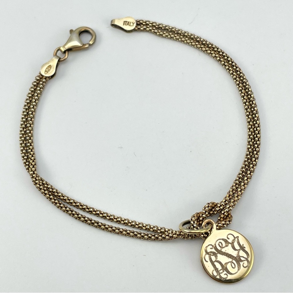 Vintage Italian 925 Sterling Silver Gold Vermeil Monogram Bracelet